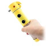 Q47CS - Martillo de emergencia para coche 4 en 1 con cortador de cinturón de seguridad, linterna y luz de visión, herramienta de rescate para el coche para romper el parabrisas, dimensiones: 19,5 x