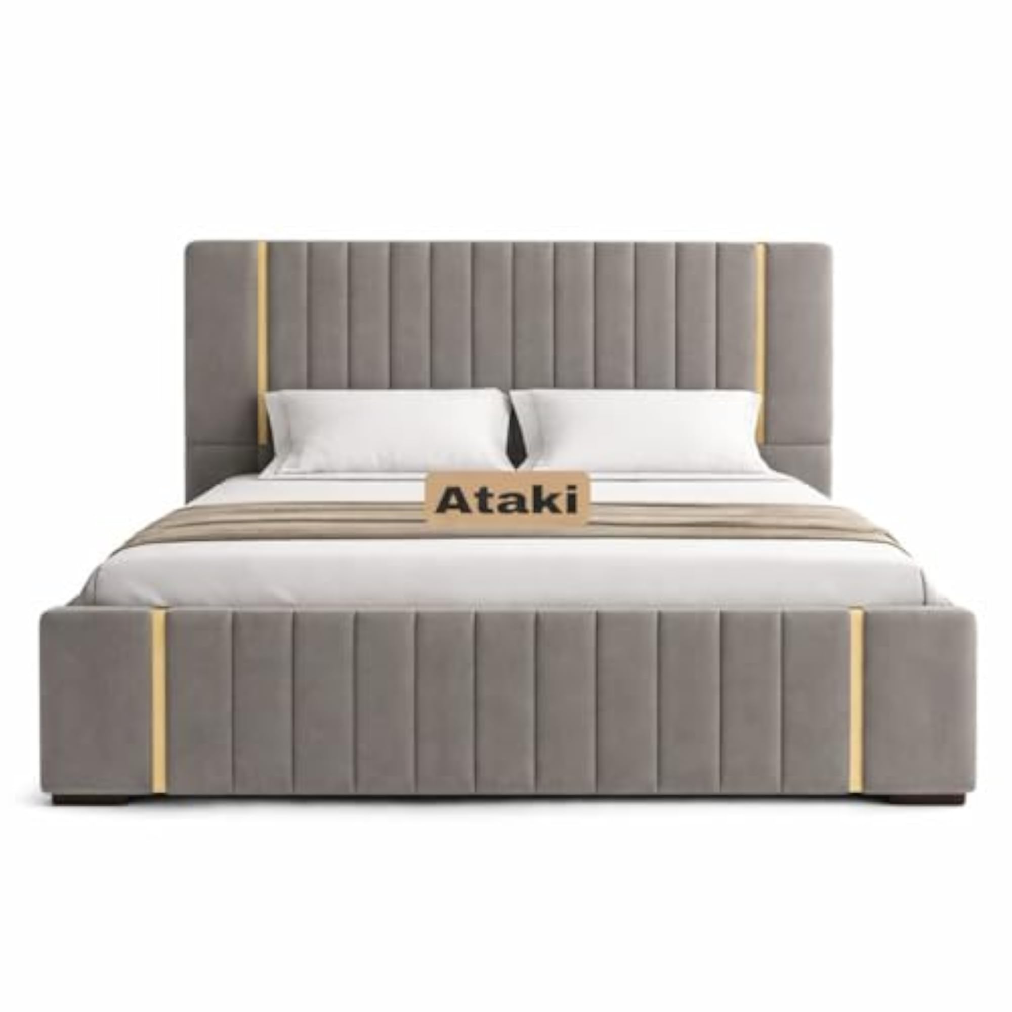 Modern Upholstered King Size Bed with Box Storage