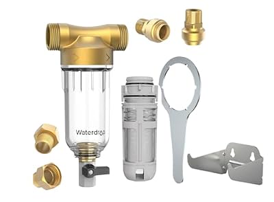 Waterdrop Spin Down Sediment Filter WD-RPFK with Filter Bracket, Backwash Whole House Water Filter System for Well Water, 40-50 Micron, 1" MNPT + 3/4" FNPT + 3/4" MNPT, Traps Sand, BPA Free, Bundle