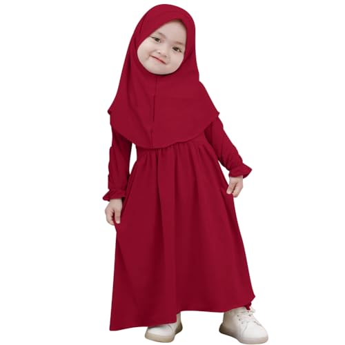 Toddler Baby Girls Hijab Dresses 2pcs Muslim Abaya Dresses for Girls Middle East Modest Outfits