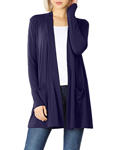 Image of Women's Open Front Cardigan Long Sleeve with Pockets Casual Outwear