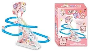 Jericos Pig Slide Toy Set, Funny Automatic Stair-Climbing Pig Cartoon Race Track Set Little Lovely Pig Slide Toy Escalator Toy with Lights and Music_3 Pig Included (Pig Slide) (B0D4JS3KBY) Amazon Price History, Amazon Price Tracker