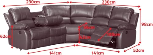 Rio Jumbo Cord 5 Seater Manual Recliner Corner Sofa With Drop-Down Table & Cup Holders - Image 2