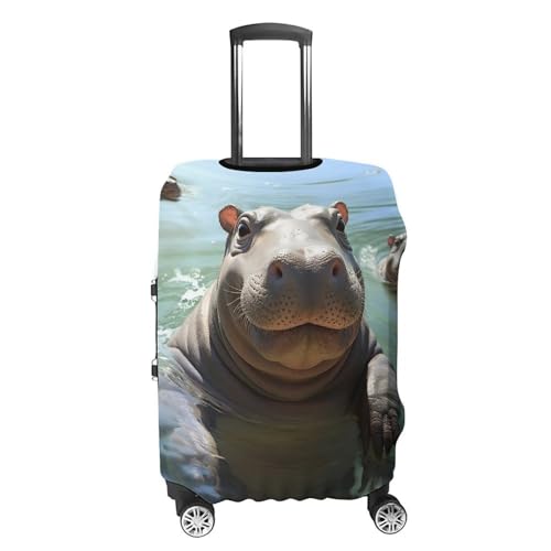 Cute Hippos Luggage Cover, Washable Elastic Suitcase Cover Protector Fit 18-32 Inch Luggage4