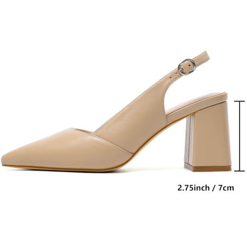 Image of Mostrin Kitten Heels for Women Slingback Pointed Closed Toe Heels Women's Pumps Shoes for Wedding, Party, Commuting