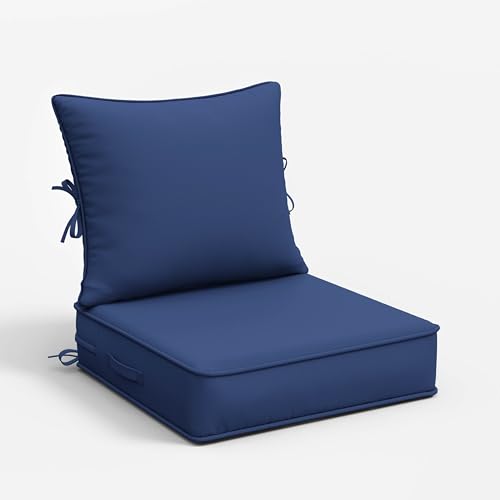 Snubbull Outdoor Patio Chair Cushions Set 19 L X 19 W X 4 H Inch Waterproof & Fade Resistant Deep Seat and Back Cushions with Removable Covers Outdoor Seat Cushion Set for Chairs and Sofas