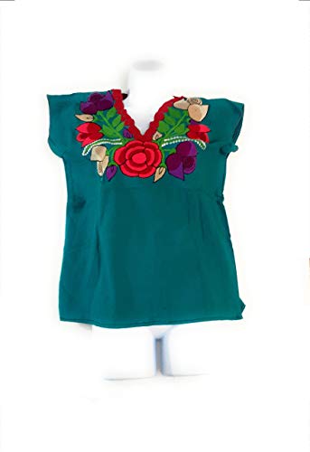 Mexican Blouse with Decorated Collar. Zinacatan Floral Blouse Floral Embroidered Mexican Blouse. 5 de Mayo Top. Hippie-Boho top