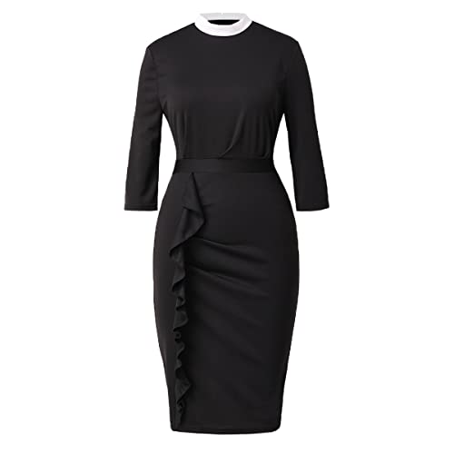 BLESSUME Catholic Church Women Stand Collar Clergy Mass Dress Business Formal Work Pencil Dress2