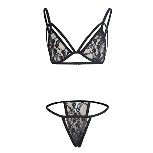 Soutien-gorge en dentelle et ensemble lingerie harnais noir de qualité