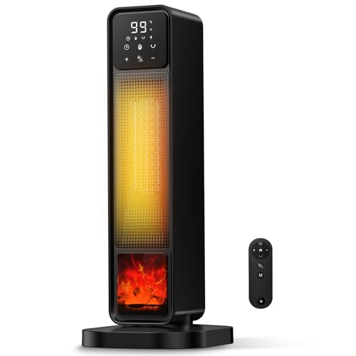 ZIZIWIN 2026 New Space Heater, 1500W Portable Heater with Remote, Quiet Heating Electric Heater for Indoor, PTC Ceramic Fast and Safety Heat, 75° Oscillation & 12H Timer, for Home Bedroom Office Patio