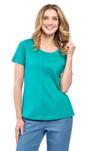 Women's Short Sleeve Cotton Knit T-Shirt in Pintuck Style