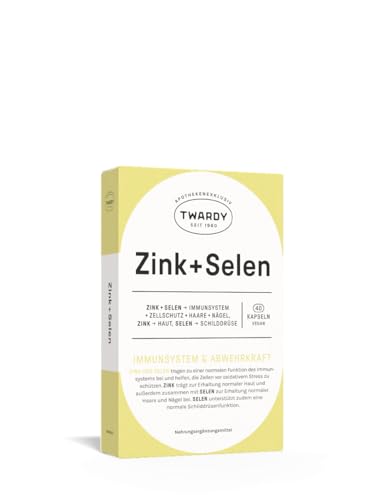 Astrid Twardy Zink + Selen-Kapseln vegan, Nahrungsergänzungsmittel für Immunsystem und Zellschutz, glutenfrei, laktosefrei, essenzielle Spurenelemente – 40 Kapseln