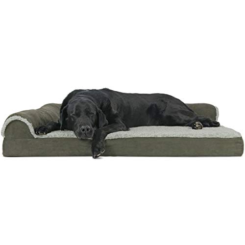 Furhaven Pet Dog Bed | Deluxe Orthopedic Two-Tone Plush Faux Fur & Suede