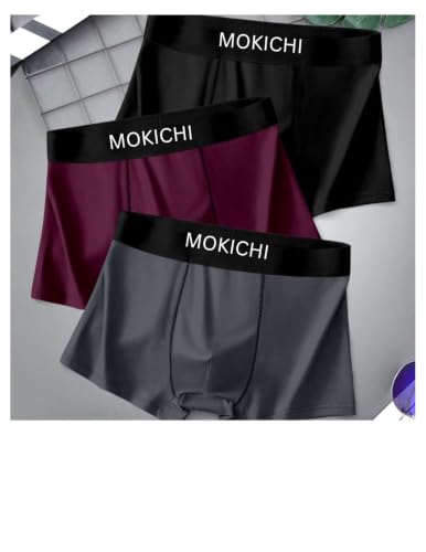 Image of Men's Ice Silk Boxer Briefs Pack of 3 | Ultra Soft Breathable Stretch Trunks | Moisture Wicking Quick Dry Innerwear | Comfortable Mid Rise Underwear