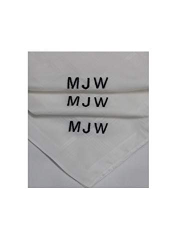 Set of 3 Embroidered/Monogrammed Gents Handkerchiefs (B)