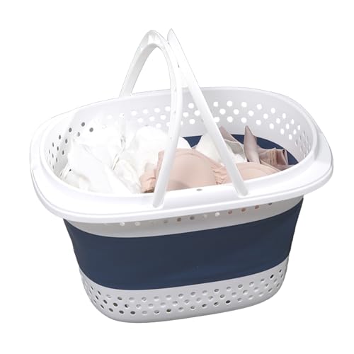 SUNGOOYUE Składany Kosz na Pranie Oszczędzający Miejsce (Blue White)