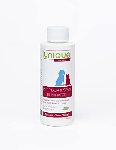 Unique Pet Odor And Stain Eliminator - 4 Oz. Liquid Concentrate - Makes 1 Quart Cleaner - Bio-Enzymatic Formula Eliminates Old And New Pet Odor And Pet Stains #TOP6