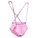 FYMNSI Women Sexy Holographic Metallic Bandeau Top Strapless Bikini Reflective Shiny Booty Shorts High Waist Cheeky Clubwear Pink Medium