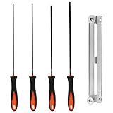 Kit de 4 Limes à Chaîne de Tronçonneuse, Affûteuse de Chaîne Lime Ronde 3,2mm 4,0mm 4,8mm ...