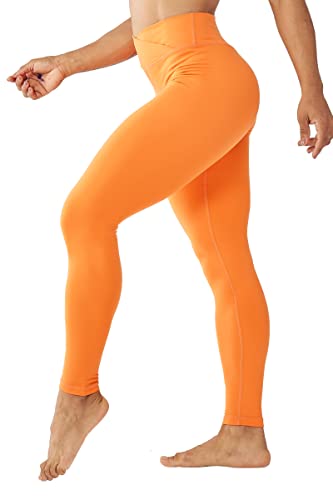 SUHK ASANA Women’s Cross Waist Yoga Legging Gym Leggings Running Pants Workout Leggings for Women Orange