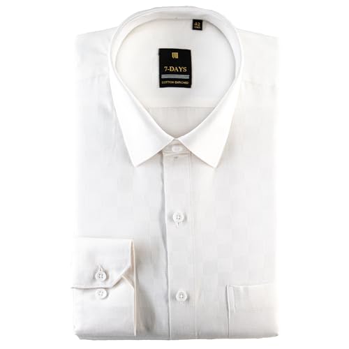 Image of 7-DAYS Premium Men's Formal Shirts - Cotton Rich, Textured Self-Design, Full Sleeve, Regular Fit, Wrinkle Resistant, with Pocket - Perfect for Office