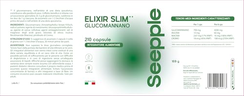 Seepple Elixir Slim Glucomannano, Integratore Alimentare Per Controllo Del Peso, Con Cromo, Niacina E Inulina, 210 Capsule, Senza Glutine E Lattosio - 8
