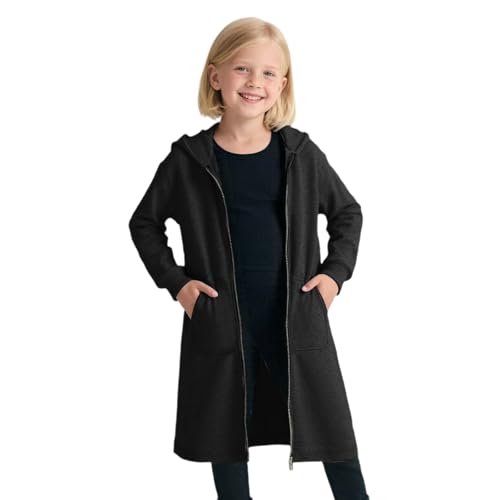 Long Hoodies for Girls Zip Up Long Sleeve Jacket Oversized Sweatshirts 2025 Fall Casual Jacket Solid Loose Coat with Pockets
