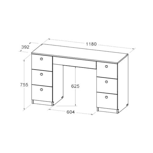 Mesa de Escritório Ditália 7 Gavetas Pe-100 Cor:branco
