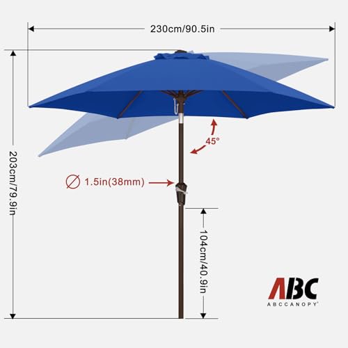 Image of ABCCANOPY 7.5FT Patio Umbrella Outdoor 6 RibsTable Umbrella(Blue) | Fade & UV Resistant Fabric,6 Fiberglass Ribs,Smooth Crank System,Wind Resistance,Great for Patio,Backyard,Garden,Deck