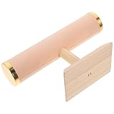Healeved Soporte de Madera Maciza para Pulseras y Relojes Exhibidor de Joyería Capa Base Metálica Color Beige Claro Organizador de Mesa Compacto para Accesorios y Coleteros
