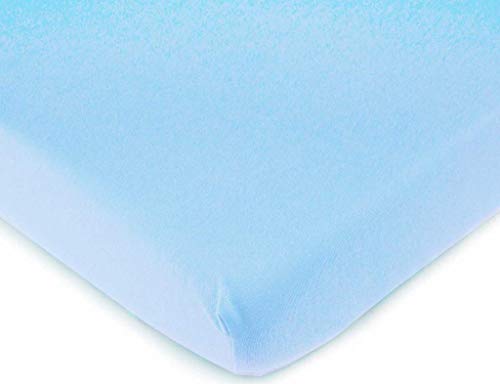 SheetWorld Fitted 100% Cotton Jersey Pack N Play Sheet Fits Graco Square Play Yard 36 x 36, Organic Baby Blue, Made in USA - Thumbnail 2