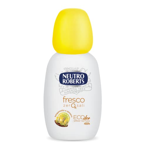 Neutro Roberts, Deodorante Spray Ecodeo Fresco Giallo, Zero Gas e Sali di Alluminio, Fragranza Bergamotto e Zenzero, Fresco e Asciutto per 48 Ore, Deodorante Uomo e Donna, Flacone da 75 ml Cover