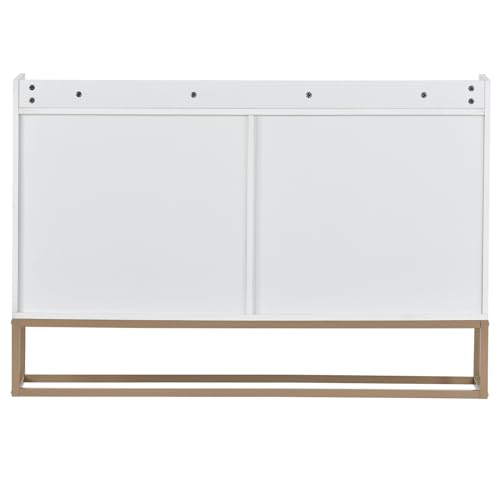 Buffet moderne 120 cm blanc pieds métal doré - Générique