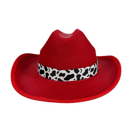 LAIOUSN Elegante sombrero de vaquero con estampado de vaca para niños, tela suave y transpirable, 6 colores vibrantes, accesorios para fotos, uso diario, unisex, con estampado de vaca, sombrero