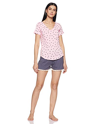 Image of A.T.U.N. (ALL THINGS UBER NICE) Women's Cotton Relaxed Fit Sleepwear Set | Tees with Shorts Set