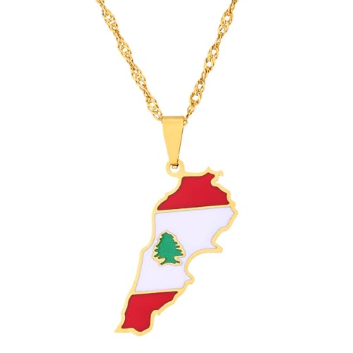 Fashion Stainless Steel Republic of Lebanon Map Pendant Necklace