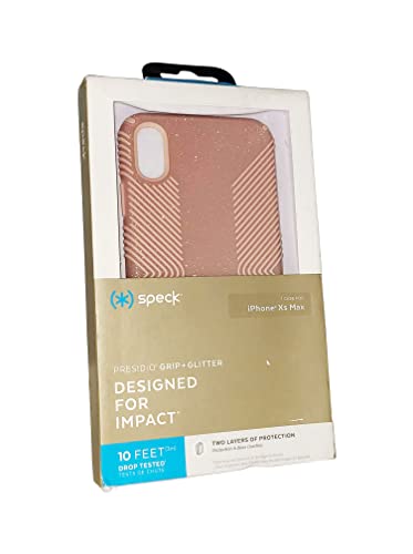 Speck Products Presidio Grip + Glitter iPhone Xs Max Case, Bella Pink with Gold Glitter/Dahlia Peach (117107-6832)