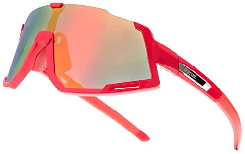 Ptsoc Polarized Sports Sunglasses Cycling Glasses For Men Women Running Skating Fishing Golf Baseball Tr90 Red Frame Pink Lens #TOP3