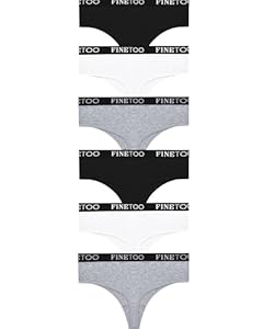 FINETOO 6er Pack String Tanga Damen Baumwolle Sexy Unterwäsche Frauen Hoher Leibhöhe Sportbund Thongs Unterhosen für Frauen Mehrpack XL