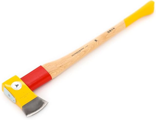 Ochsenkopf Siekiera rozłupująca z mocowaniem na trzonku Rotband-Plus, trwały trzonek z drewna hikory, 3,55 kg, dł.: 80 cm, żółta