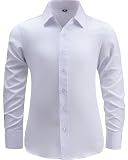 Todbiccz Boys Button Down Shirt Long Sleeve Dress Shirts 4-Way Stretch