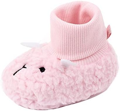 Faux Sherpa Baby Girl & Boy Booties Non - Slip Soft Newborn Boots For Unisex Infant & Toddlers Coral Fleece Prewalker