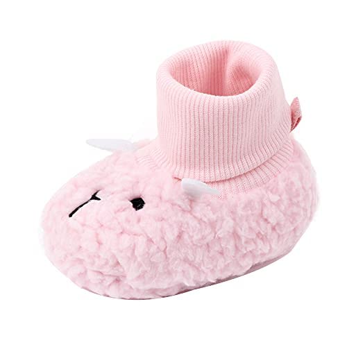 Faux Sherpa Baby Girl & Boy Booties Non - Slip Soft Newborn Boots For Unisex Infant & Toddlers Coral Fleece Prewalker