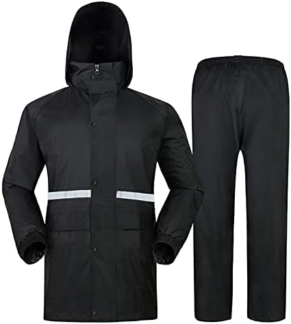 WELEYCLORE Motorcycle Rain Suit for Men 2 Piece (Jacket & Pant) Rain Gear Reflective Waterproof Rainwear Navy