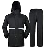 WELEYCLORE Motorcycle Rain Suit for Men 2 Piece (Jacket & Pant) Rain Gear Reflective Waterproof Rain