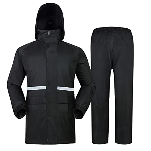 Weleyclore Motorcycle Rain Suit For Men 2 Piece (Jacket & Pant) Rain Gear Reflective Waterproof Rainwear Navy #TOP2