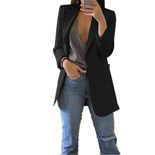 ANNA GARDEN Blazer feminino casual manga longa lapela cardigan terno negócios escritório blazer (pre