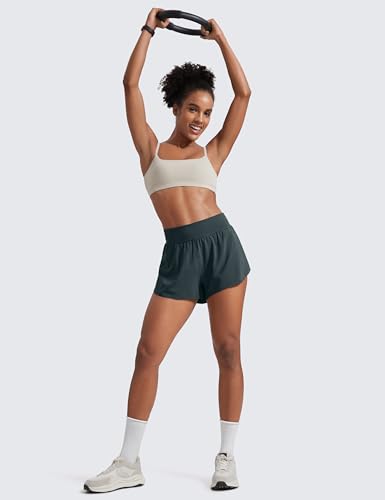 Image of CRZ YOGA High Waisted Split Running Shorts 3 inch | Mesh Liner, Quick Dry, Lightweight, for Women