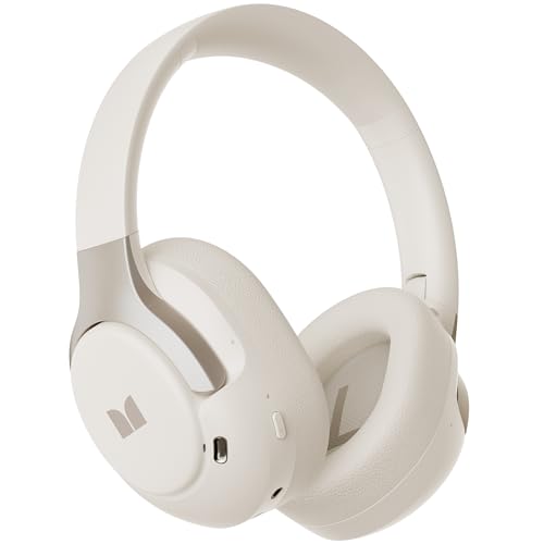 Monster Persona 5th ANC-Wireless Bluetooth Over-Ear Headphones with Microphone, 70H Playtime, Bluetooth 6.0, Comfortable and Foldable Design (Beige)