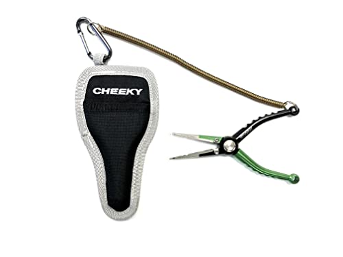 Cheeky Fishing 550 Fishing Pliers w/Belt Sheath and Lanyard, Green/Black, 5.5 in | 1.8 oz